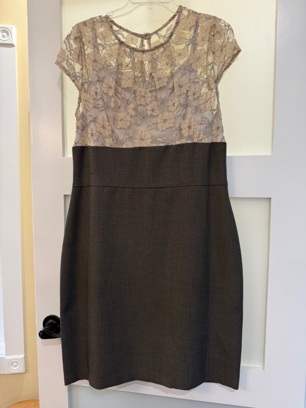 Dress Barn - Short-sleeved Mixed-media Cocktail Dress